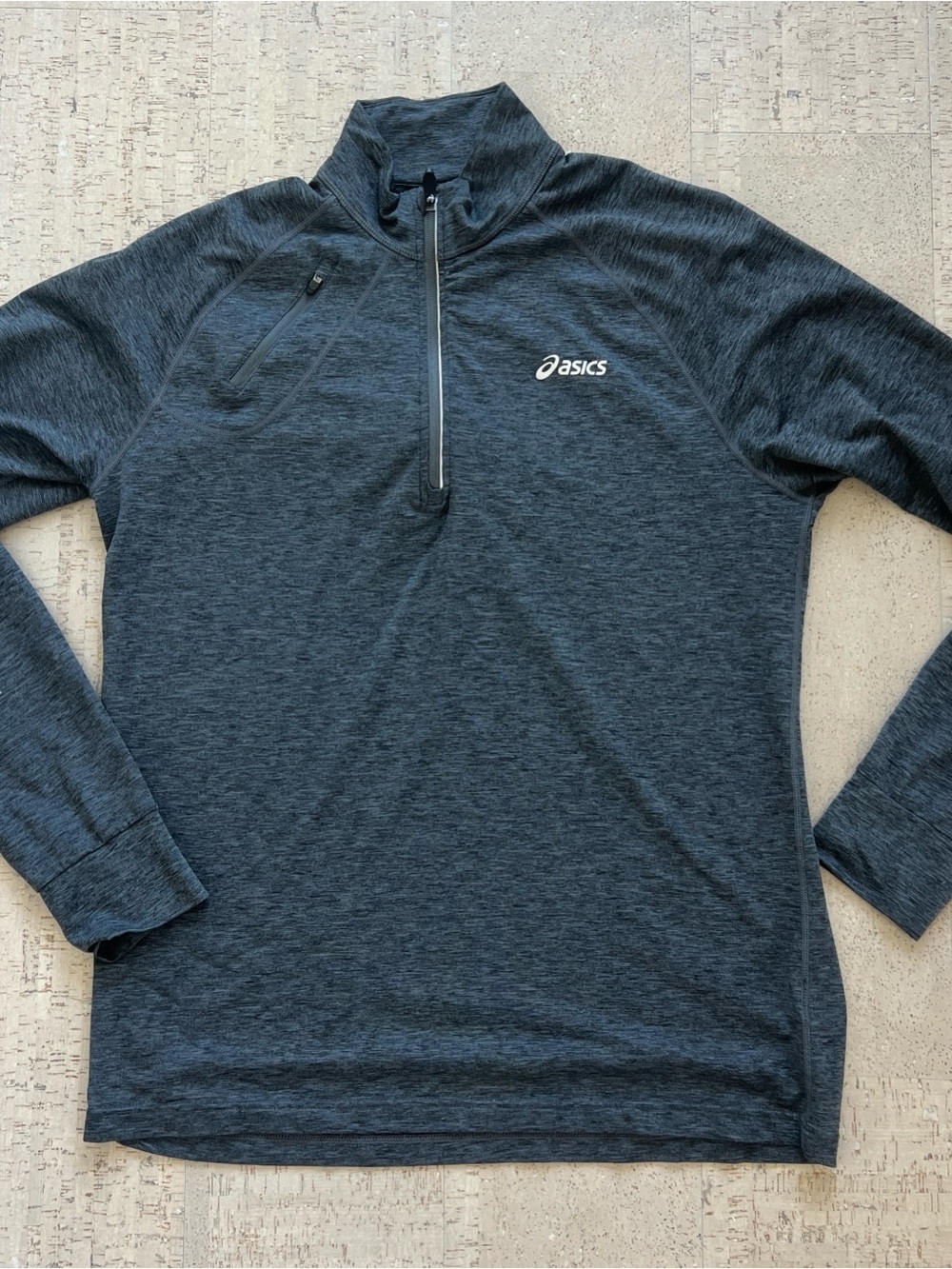 ASICS Men’s XL Gray Quarter Zip Pullover Performance Thumbhole Athletic Top